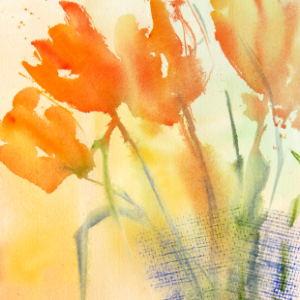 Tulip Basket - Watercolor - 13x20 in.